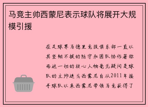 马竞主帅西蒙尼表示球队将展开大规模引援